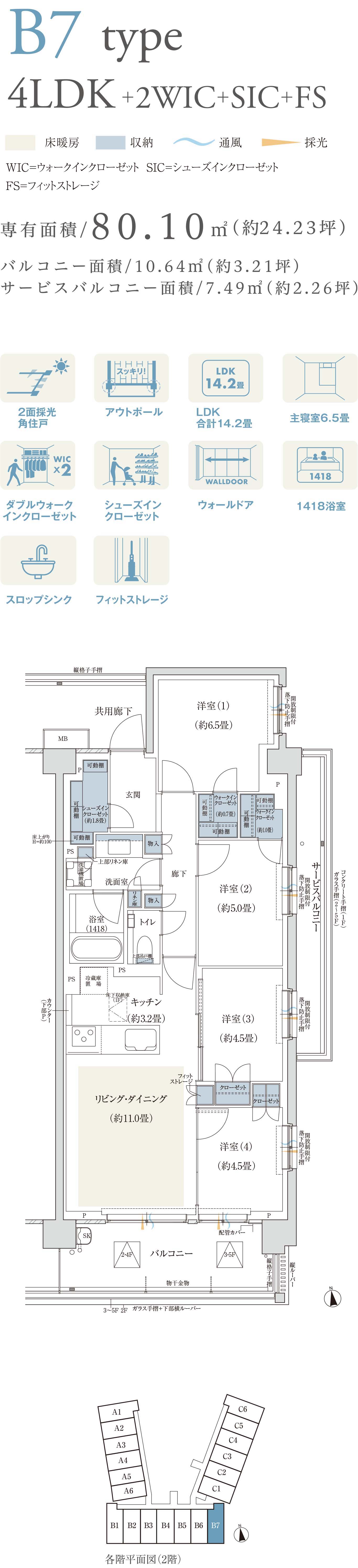 B7タイプ 4LDK＋2WIC＋SIC＋FS