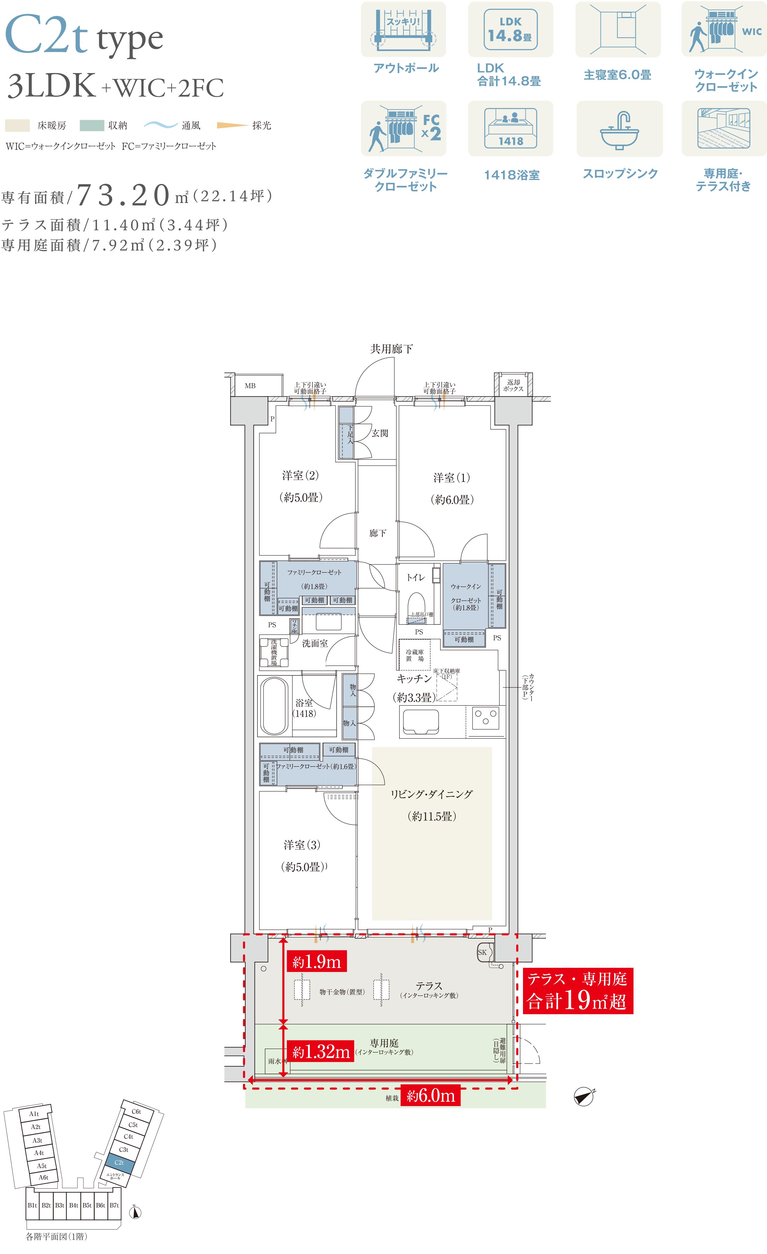 C2tタイプ 3LDK+WIC+2FC