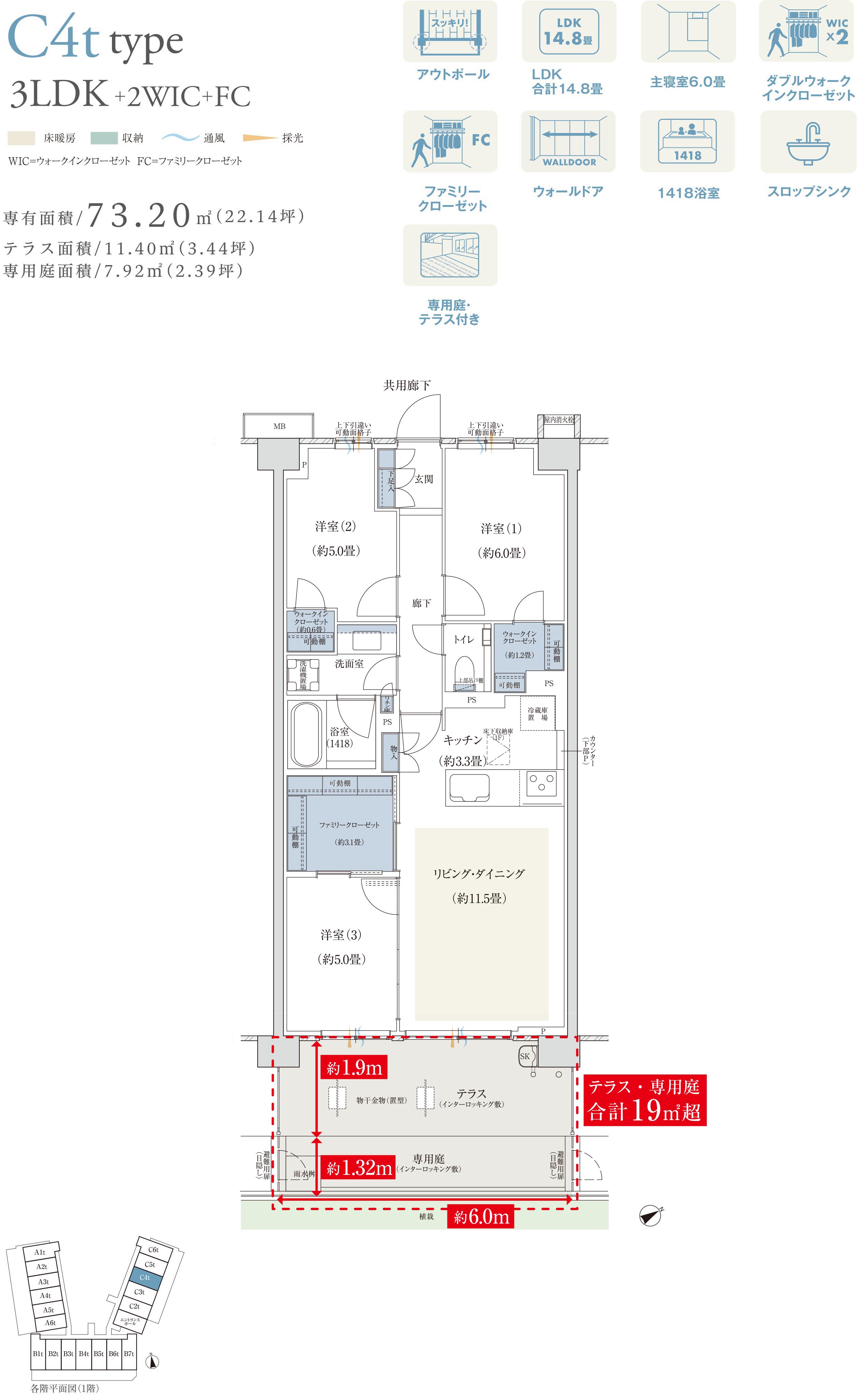 C4tタイプ 3LDK＋2WIC＋FC