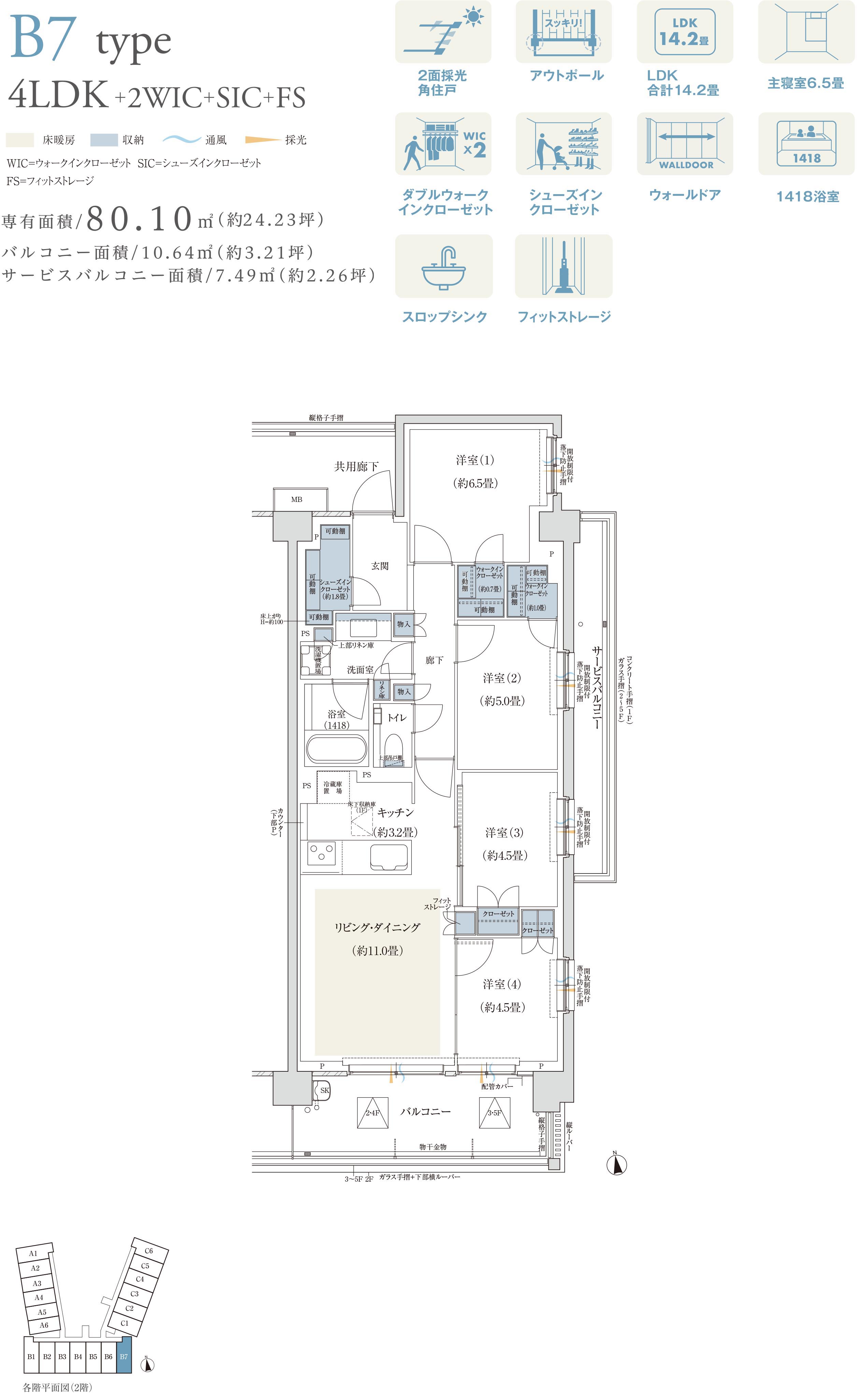 B7タイプ 4LDK＋2WIC＋SIC＋FS