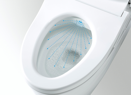 便器表面に水の膜を作り、汚れを付きにくくする「プレミスト」