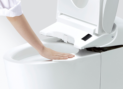 掃除しやすいよう便座が持ち上がる、お掃除リフト機能